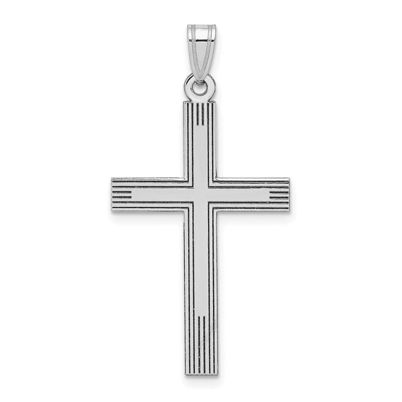 14K Weißgold Kreuz-Charm mit weißer Lasergravur
