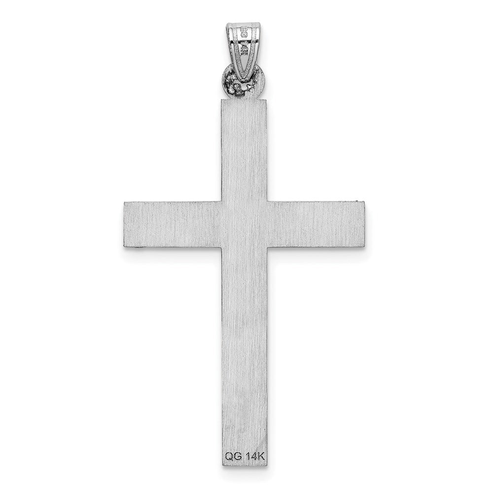 14K Weißgold Kreuz-Charm mit weißer Lasergravur