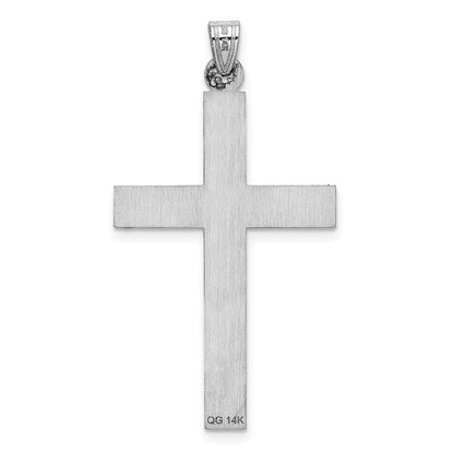 14K Weißgold Kreuz-Charm mit weißer Lasergravur