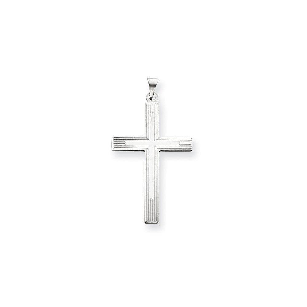 14K Weißgold Kreuz-Charm mit weißer Lasergravur
