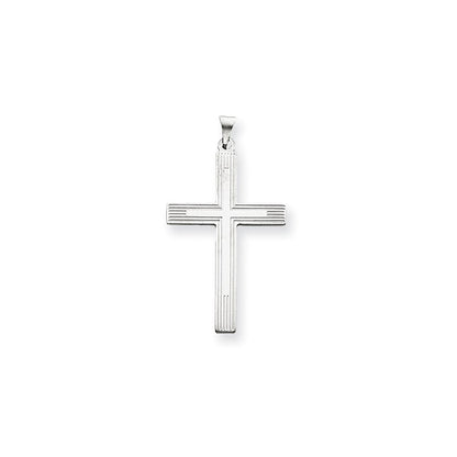 14K Weißgold Kreuz-Charm mit weißer Lasergravur