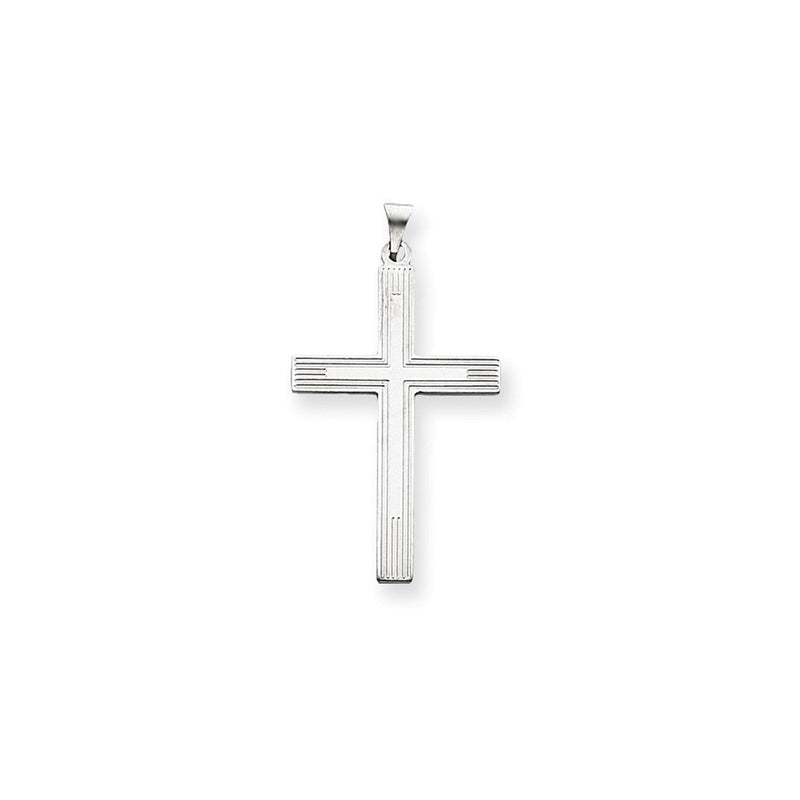 14K Weißgold Kreuz-Charm mit weißer Lasergravur