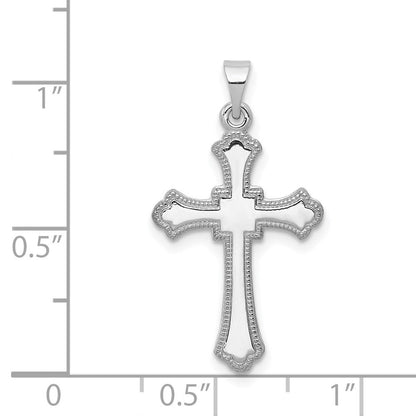 14K Weißgold Kreuz-Charm mit Kreuzblütenenden