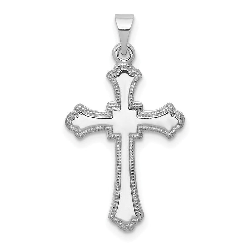 14K Weißgold Kreuz-Charm mit Kreuzblütenenden