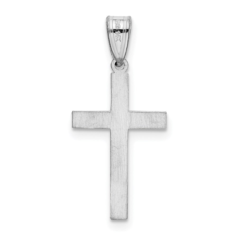 14K Weißgold 14K Weiß Blumen Kreuz Charm