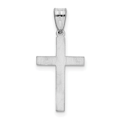14K Weißgold 14K Weiß Blumen Kreuz Charm