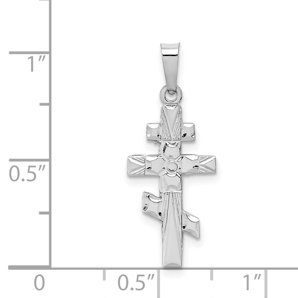 14 Karat Weißgold Orthodoxes Kreuz Charm