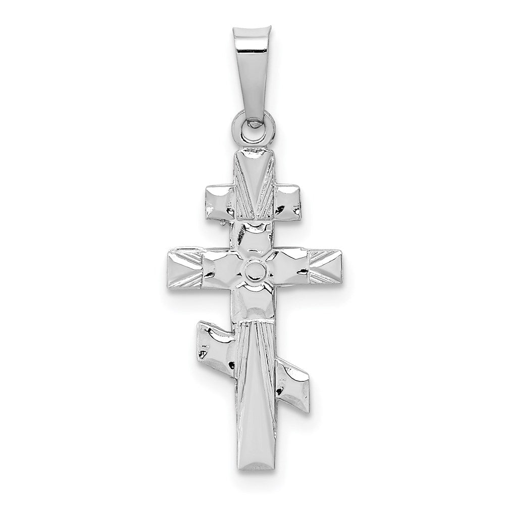 14 Karat Weißgold Orthodoxes Kreuz Charm