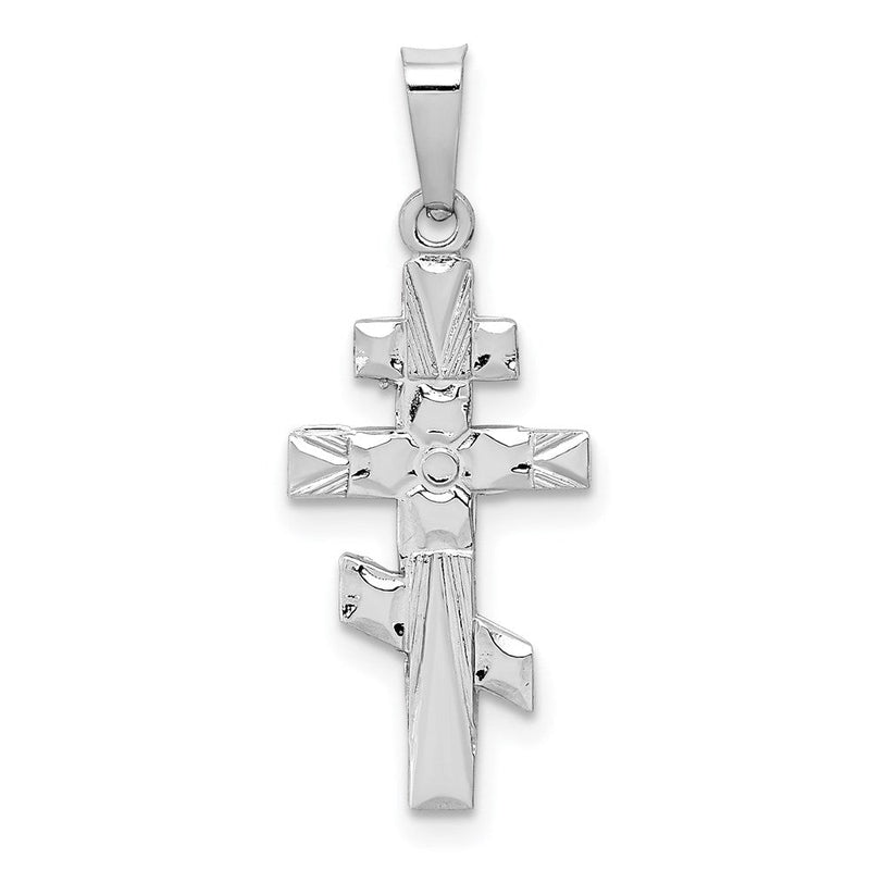 14 Karat Weißgold Orthodoxes Kreuz Charm