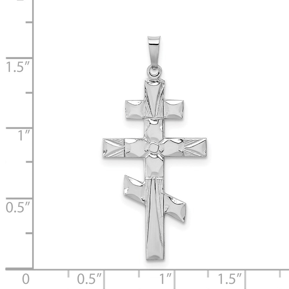 14K Weißgold Ostorthodoxes Kreuz Anhänger