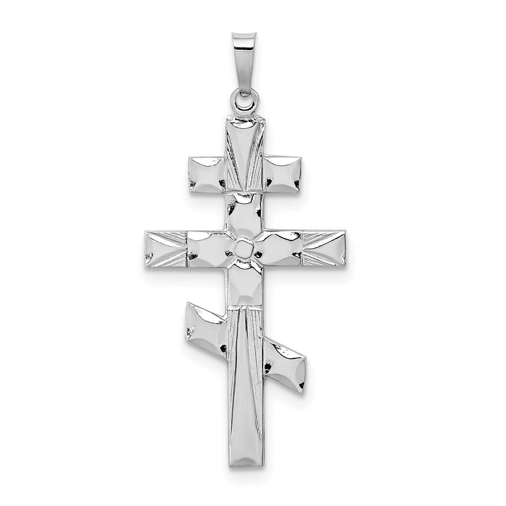 14K Weißgold Ostorthodoxes Kreuz Anhänger