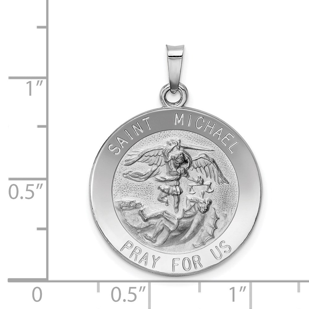 14K Weißgold Sankt-Michael-Medaille-Anhänger