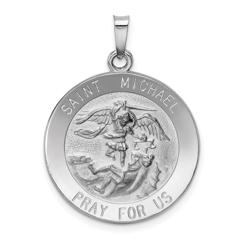 14K Weißgold Sankt-Michael-Medaille-Anhänger
