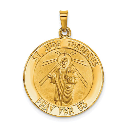 14K Gelbgold 14K Saint Jude Medaille Hohl Anhänger