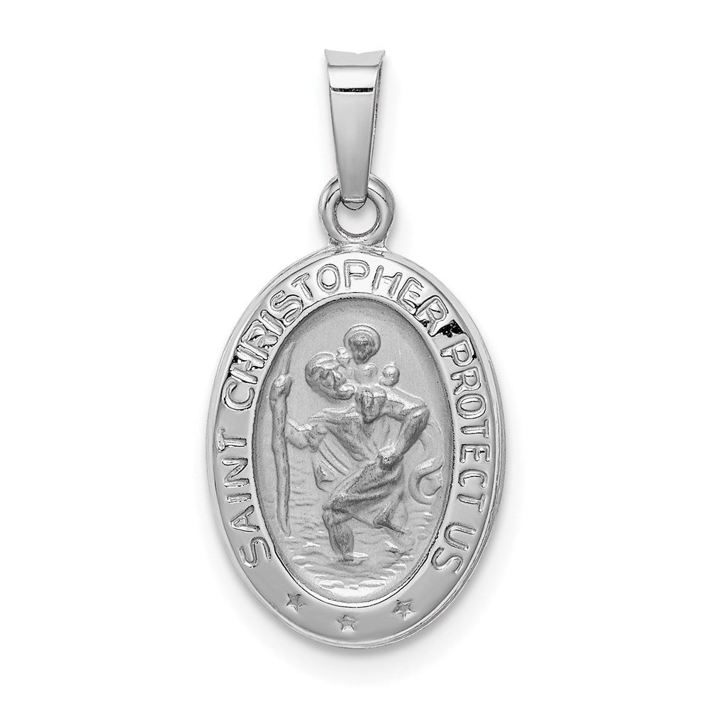 14k Weißgold Sankt Christopher Medaille Charm