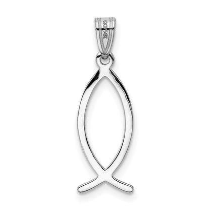 14K Weißgold Ichthus-Fisch-Anhänger