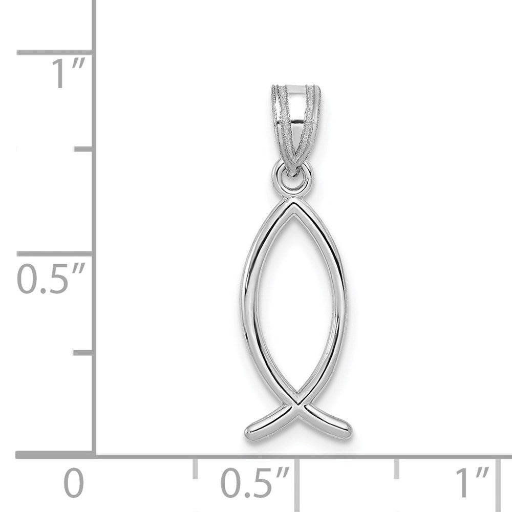 14K Weißgold Ichthus-Fisch-Anhänger