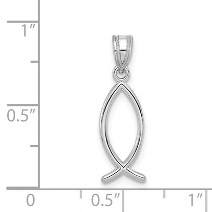 14K Weißgold Ichthus-Fisch-Anhänger