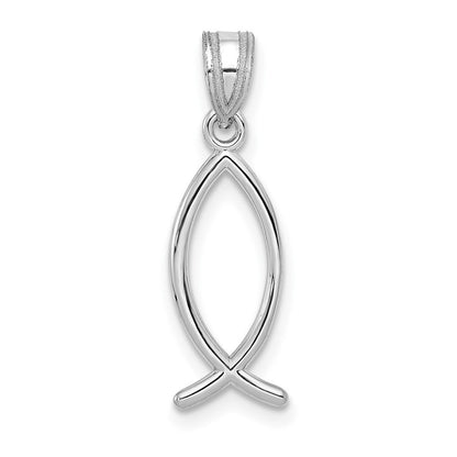14K Weißgold Ichthus-Fisch-Anhänger