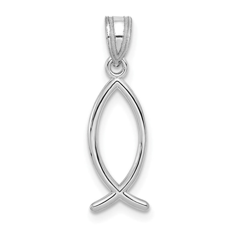 14K Weißgold Ichthus-Fisch-Anhänger