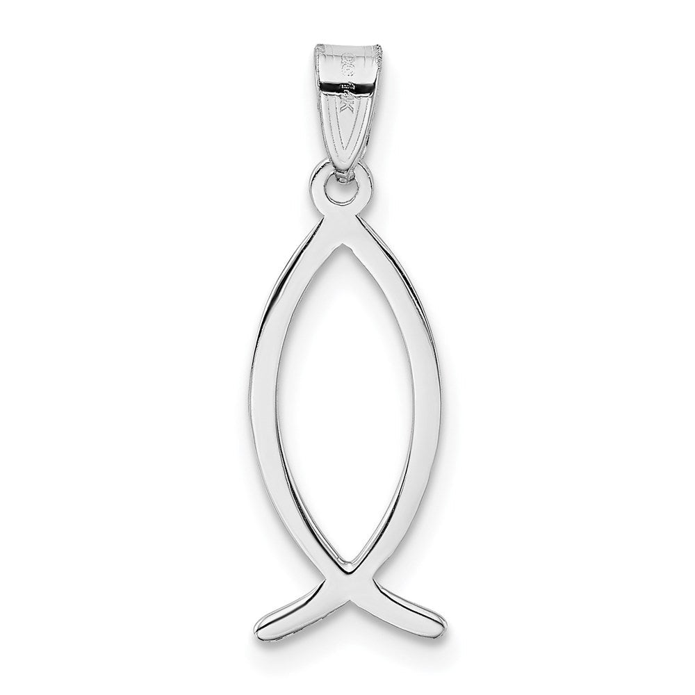 14K Weißgold Ichthus-Fisch-Anhänger