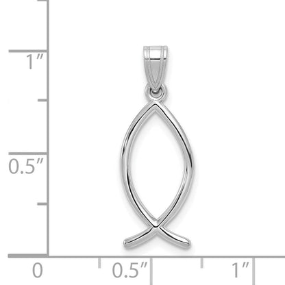 14K Weißgold Ichthus-Fisch-Anhänger
