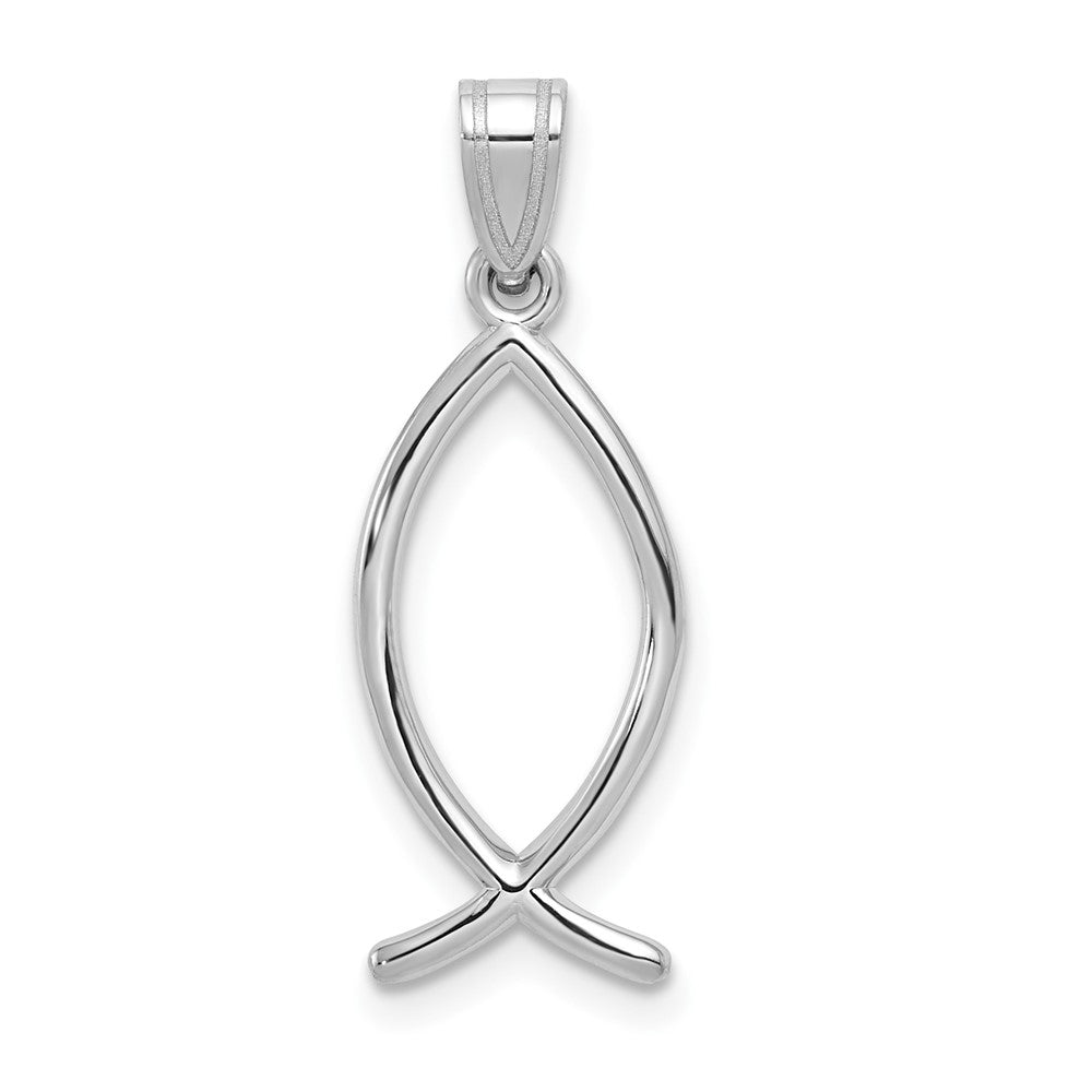 14K Weißgold Ichthus-Fisch-Anhänger