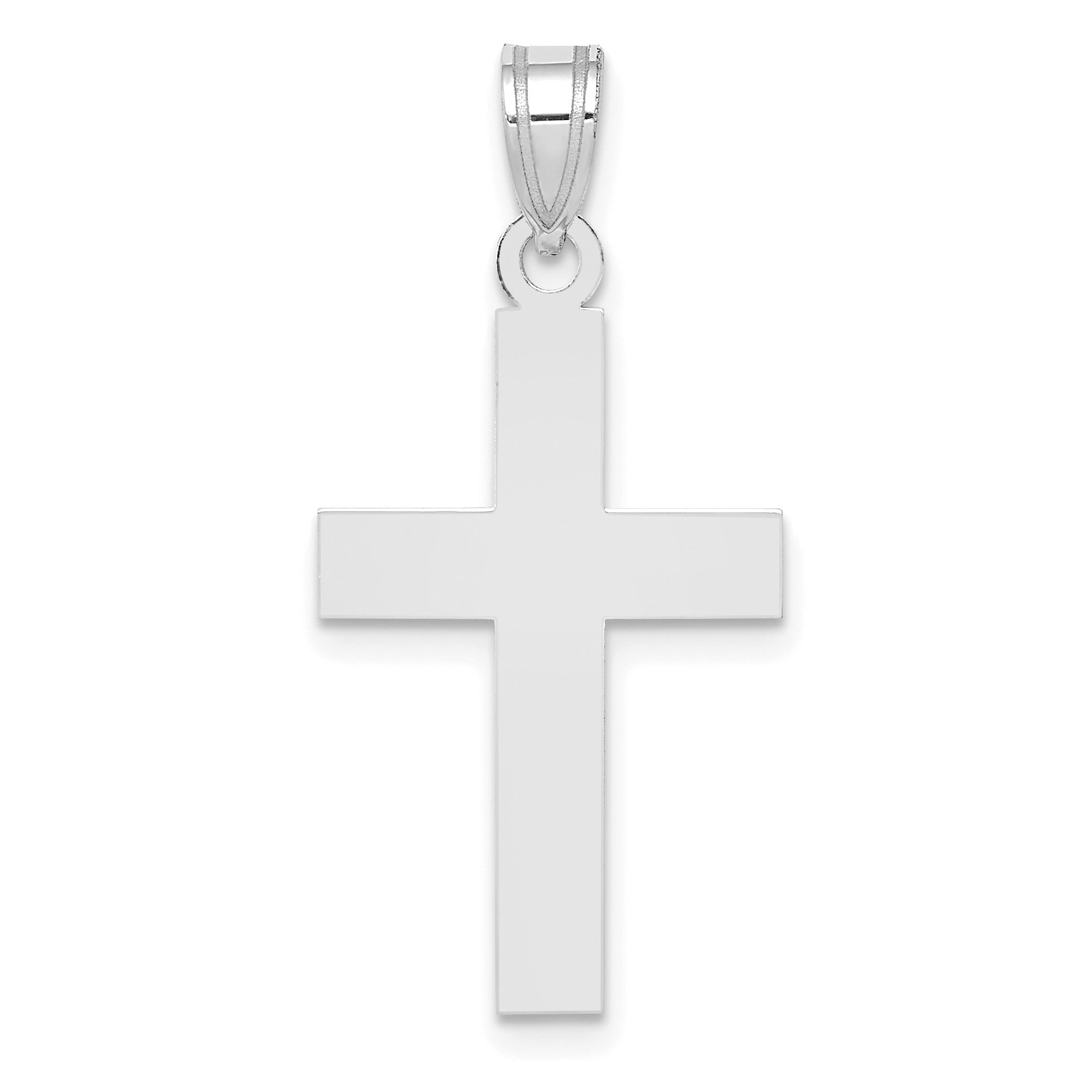 Polierter Kreuz-Charm aus 14K Weißgold
