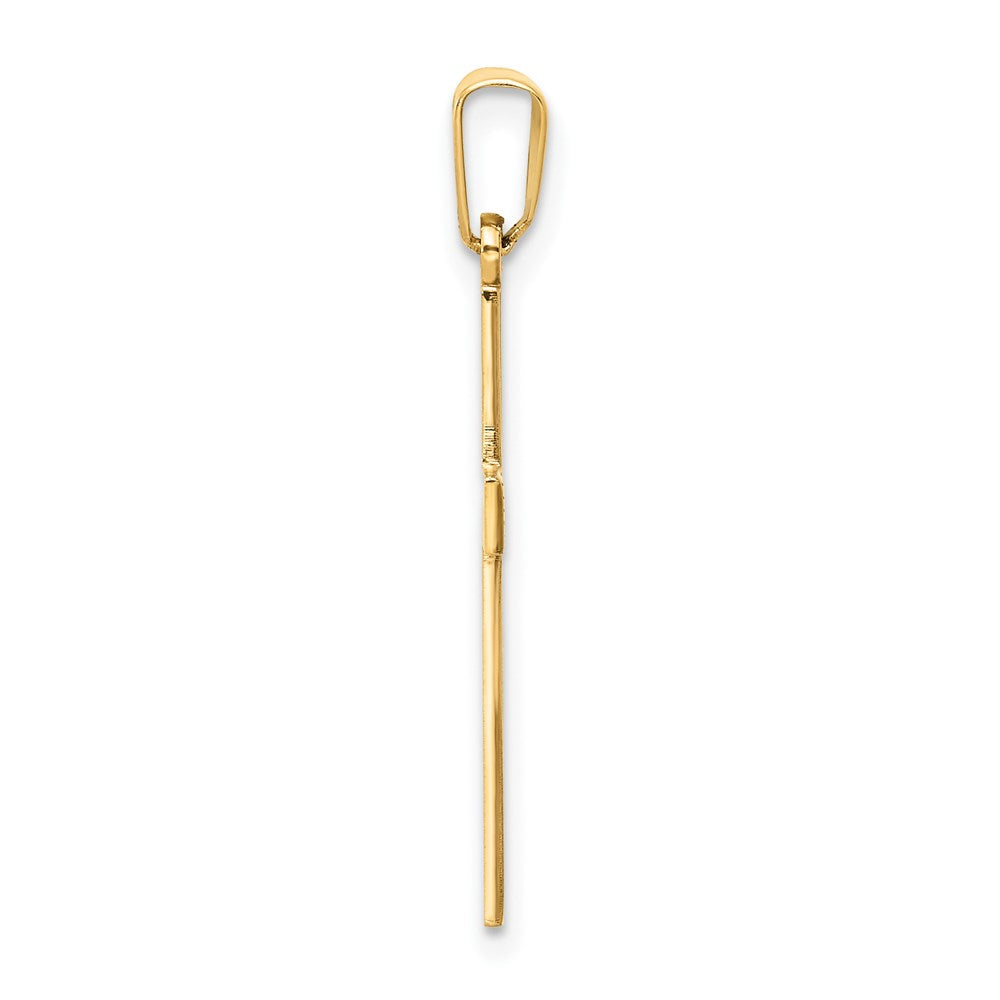 14K Gelbgold Polierter Lasergravierter Kreuz-Charm