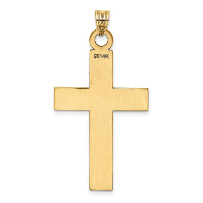 14K Gelbgold Polierter Lasergravierter Kreuz-Charm