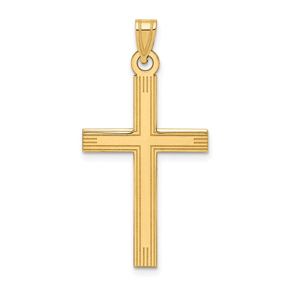 14K Gelbgold Kreuz-Charm mit Laser-Gravur
