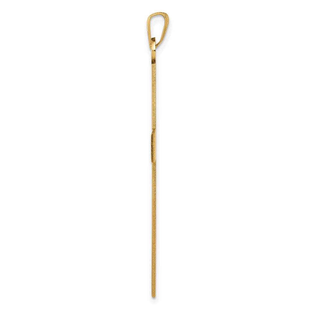14K Gelbgold Laser-geätzter Kreuz-Charm