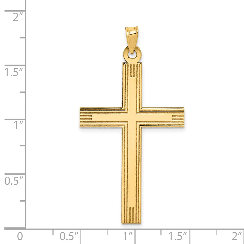 14K Gelbgold Laser-geätzter Kreuz-Charm