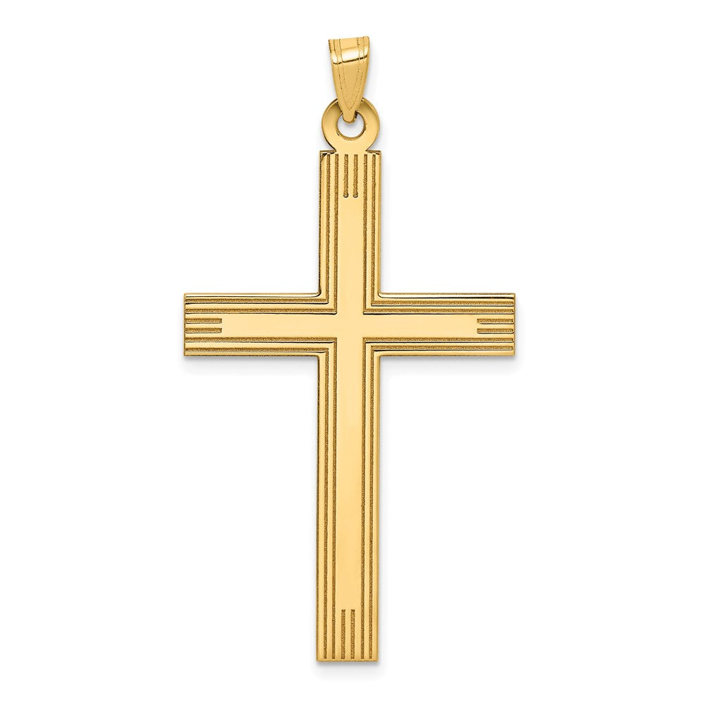 14K Gelbgold Laser-geätzter Kreuz-Charm