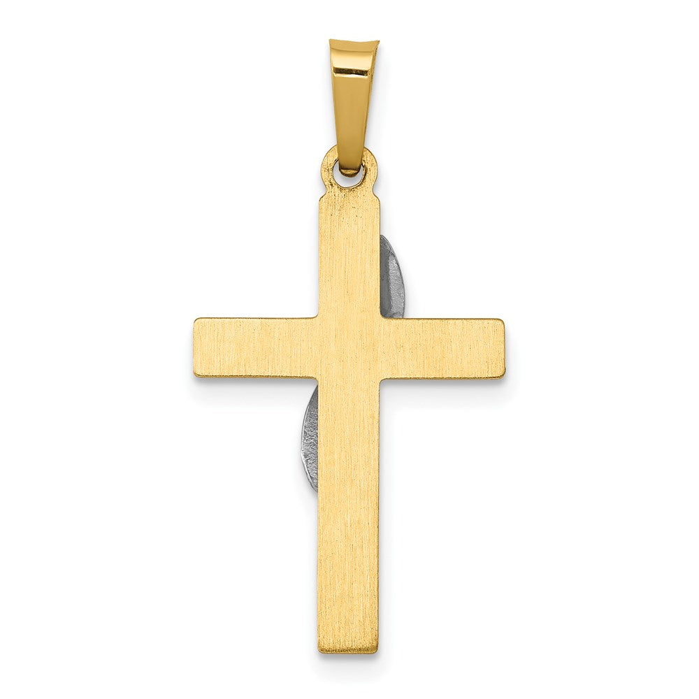 14K Bicolor 14K Bicolor Hohl Kreuz mit Drape Charm
