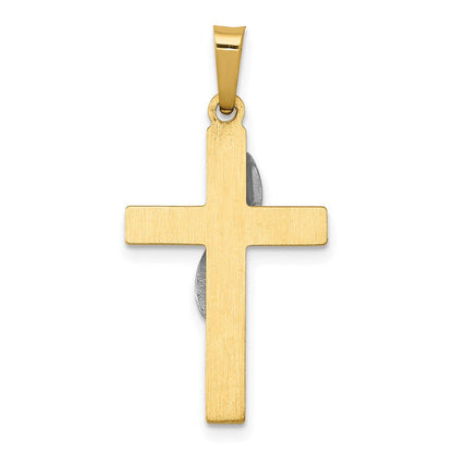 14K Bicolor 14K Bicolor Hohl Kreuz mit Drape Charm