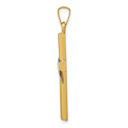 14K Bicolor 14K Bicolor Hohl Kreuz mit Drape Charm