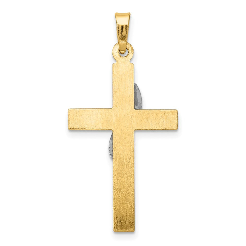 14K Bicolor 14K Bicolor Hohl Kreuz mit Drape Charm