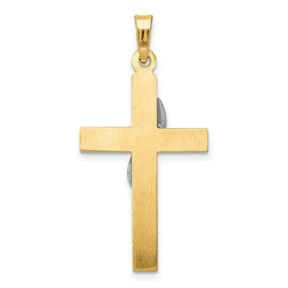 14K Bicolor 14K Bicolor Hohl Kreuz mit Drape Charm