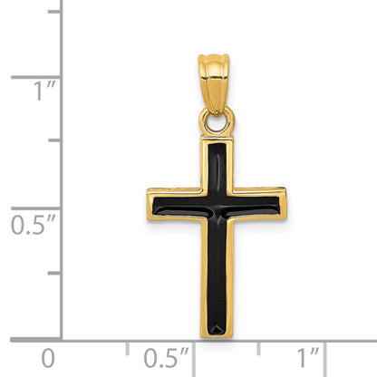 14K Gelbgold Lateinkreuz-Anhänger mit Epoxid
