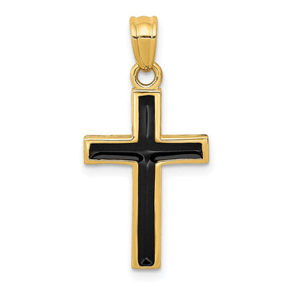 14K Gelbgold Lateinkreuz-Anhänger mit Epoxid