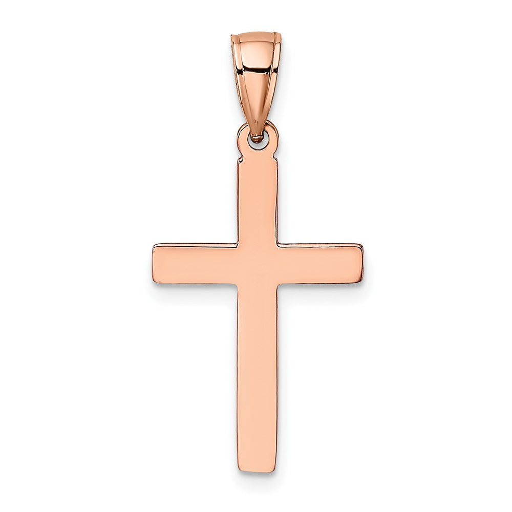 14K Roségold Polierter Facettierter Kreuz-Charm