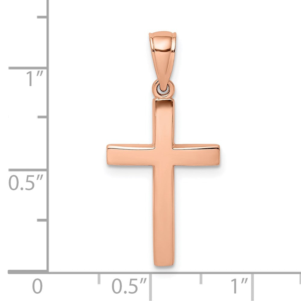 14K Roségold Polierter Facettierter Kreuz-Charm