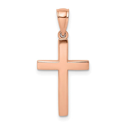 14K Roségold Polierter Facettierter Kreuz-Charm
