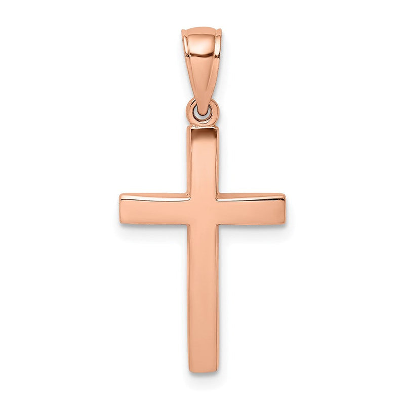 14K Roségold Polierter Facettierter Kreuz-Charm