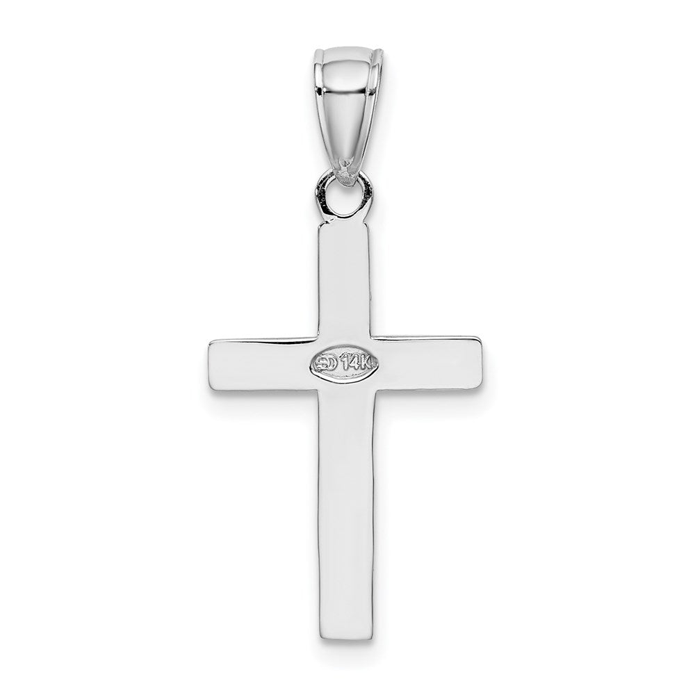 14K Weißgold Kreuz-Charm, poliert