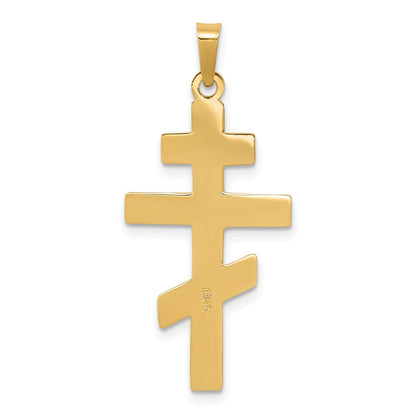 14K Gelbgold Orthodoxes Kreuz mit Herz-Anhänger