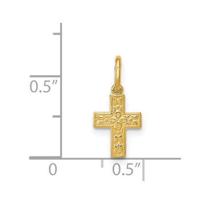 14K Gelbgold 14K Blumen Kreuz Charm