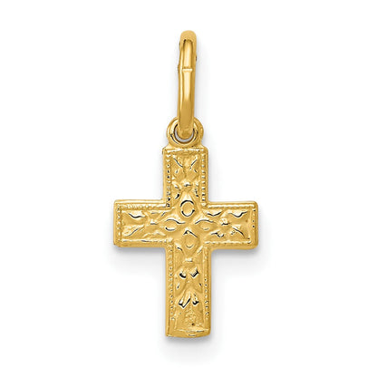 14K Gelbgold 14K Blumen Kreuz Charm