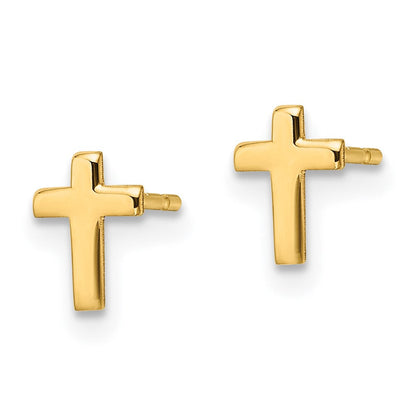 14K Gelbgold Poliert Kreuz Ohrstecker